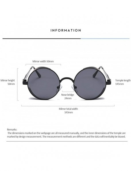 Oversized Steampunk Sunglasses - Retro Women Mens Round Punk Glasses UV400 - Black Frame Red Lens - CJ190EXY6UQ $11.29