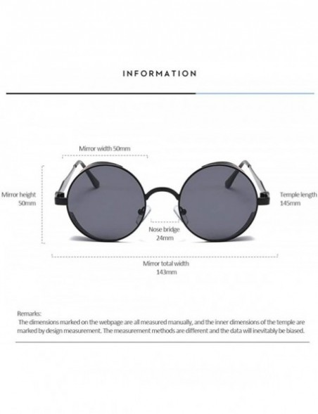 Oversized Steampunk Sunglasses - Retro Women Mens Round Punk Glasses UV400 - Black Frame Red Lens - CJ190EXY6UQ $11.29