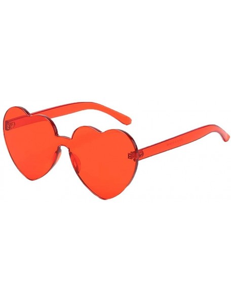 Rimless Heart Shaped Rimless Sunglasses Transparent Tinted Candy Color Eyewear Frameless Glasses - Wine Red - C41953MQ4SI $22.56