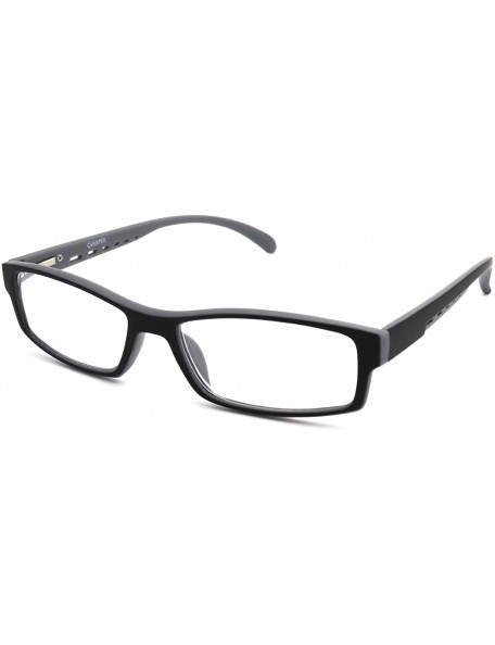 Rectangular Soft Matte Black w/ 2 Tone Reading Glasses Spring Hinge 0.74 Oz - R1 Matte Black Matte Grey - CK18WY0O6KE $41.49
