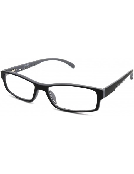 Rectangular Soft Matte Black w/ 2 Tone Reading Glasses Spring Hinge 0.74 Oz - R1 Matte Black Matte Grey - CK18WY0O6KE $23.10