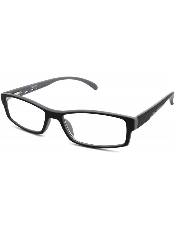 Rectangular Soft Matte Black w/ 2 Tone Reading Glasses Spring Hinge 0.74 Oz - R1 Matte Black Matte Grey - CK18WY0O6KE $23.10