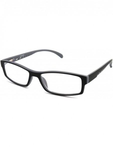 Rectangular Soft Matte Black w/ 2 Tone Reading Glasses Spring Hinge 0.74 Oz - R1 Matte Black Matte Grey - CK18WY0O6KE $23.10