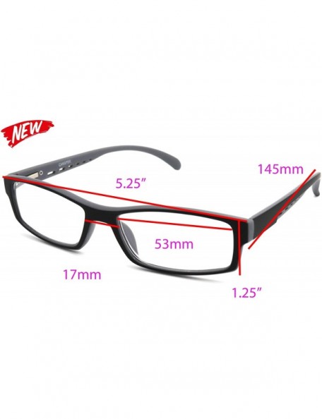 Rectangular Soft Matte Black w/ 2 Tone Reading Glasses Spring Hinge 0.74 Oz - R1 Matte Black Matte Grey - CK18WY0O6KE $23.10