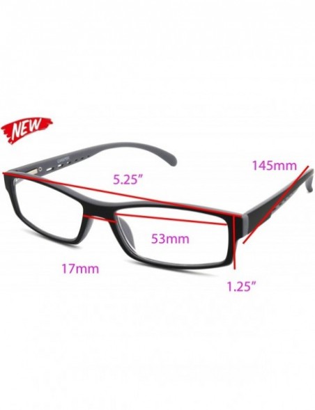 Rectangular Soft Matte Black w/ 2 Tone Reading Glasses Spring Hinge 0.74 Oz - R1 Matte Black Matte Grey - CK18WY0O6KE $23.10