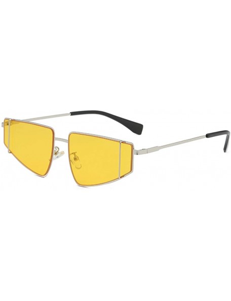 Wrap Metal SunglassesMan Women Irregular Shape Sunglasses Glasses Vintage Style - Yellow - C018TOD8E6E $10.70