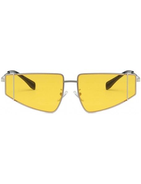 Wrap Metal SunglassesMan Women Irregular Shape Sunglasses Glasses Vintage Style - Yellow - C018TOD8E6E $10.70
