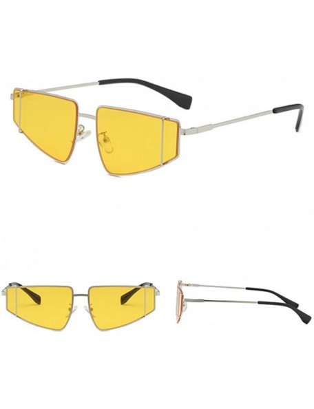 Wrap Metal SunglassesMan Women Irregular Shape Sunglasses Glasses Vintage Style - Yellow - C018TOD8E6E $10.70