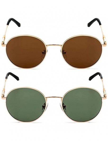 Round Classic Vintage Metal Round Unisex Sunglasses with UV400 Lens Perfect for Driving & Outdoors - CX190C8AEL6 $34.00