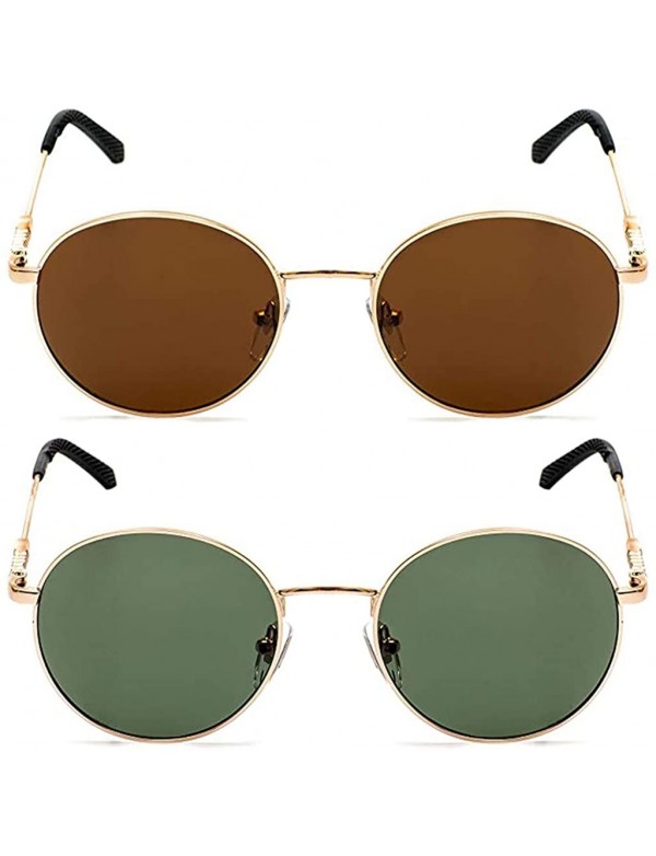 Round Classic Vintage Metal Round Unisex Sunglasses with UV400 Lens Perfect for Driving & Outdoors - CX190C8AEL6 $34.00