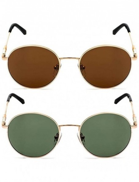 Round Classic Vintage Metal Round Unisex Sunglasses with UV400 Lens Perfect for Driving & Outdoors - CX190C8AEL6 $34.00
