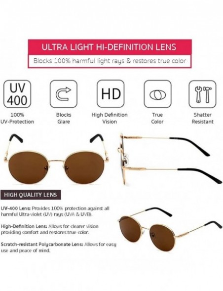 Round Classic Vintage Metal Round Unisex Sunglasses with UV400 Lens Perfect for Driving & Outdoors - CX190C8AEL6 $34.00