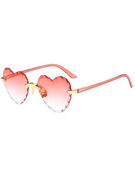 Rimless Heart Shaped Sunglasses for Women Fashion Casual Polarized Vintage Retro Cat Eye Frameless Sun Glasses - F - CN190OR5...