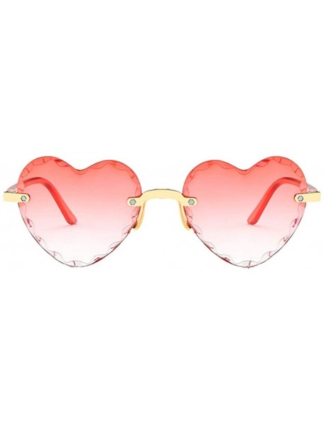 Rimless Heart Shaped Sunglasses for Women Fashion Casual Polarized Vintage Retro Cat Eye Frameless Sun Glasses - F - CN190OR5...