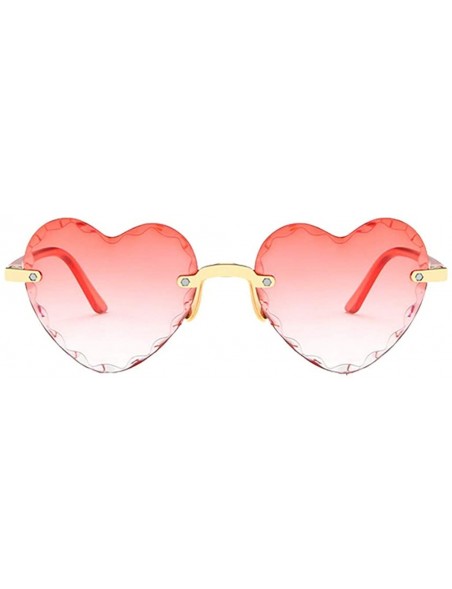 Rimless Heart Shaped Sunglasses for Women Fashion Casual Polarized Vintage Retro Cat Eye Frameless Sun Glasses - F - CN190OR5...