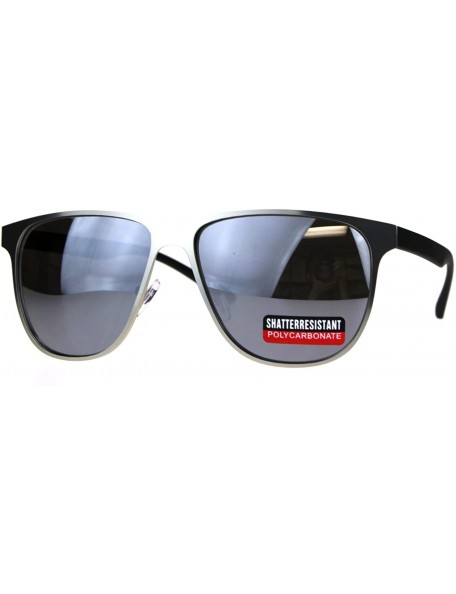 Sport Mens Metal Frame Horned Rim Hipster Sport Sunglasses - Silver Mirror - C5180SWY9ZU $25.66