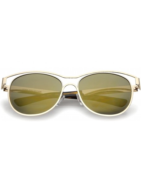 Wayfarer Modern Open Metal Colored Mirror Lens Horn Rimmed Sunglasses 56mm - Gold / Gold Mirror - C612O0SQCNT $23.43