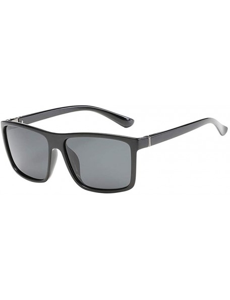 Square Men's Polarized Sunglasses Classic Box Sunglasses Men's Sunglasses - Gray - CJ18S8W6HLW $9.27