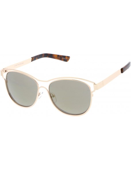 Wayfarer Modern Open Metal Colored Mirror Lens Horn Rimmed Sunglasses 56mm - Gold / Gold Mirror - C612O0SQCNT $12.64