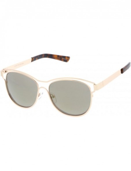 Wayfarer Modern Open Metal Colored Mirror Lens Horn Rimmed Sunglasses 56mm - Gold / Gold Mirror - C612O0SQCNT $12.64