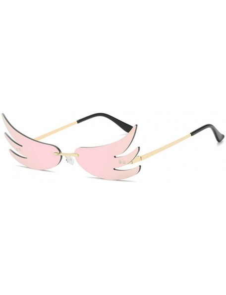 Rimless 2020 New Rimless Sunglasses Women Fashion Colorful Mirror Flame Sun Glasses Men Party Glasses - Pink - CC194L4QC32 $2...