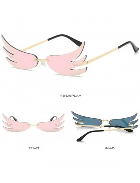 Rimless 2020 New Rimless Sunglasses Women Fashion Colorful Mirror Flame Sun Glasses Men Party Glasses - Pink - CC194L4QC32 $1...