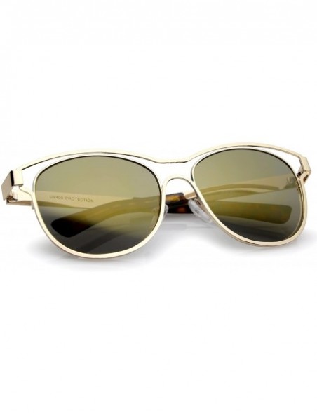 Wayfarer Modern Open Metal Colored Mirror Lens Horn Rimmed Sunglasses 56mm - Gold / Gold Mirror - C612O0SQCNT $12.64