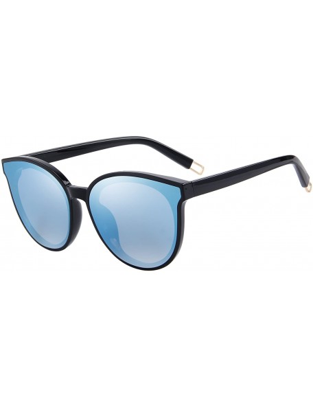Oversized Round Sunglasses for Women Vintage Eyewear S8094 - Blue Mirror - C717YG03DMA $14.22