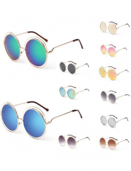 Aviator Sunglasses for Women Men Polarized Vintage Round Classic Retro Fashion Sun Glasses Aviator Mirrored uv Protection - C...