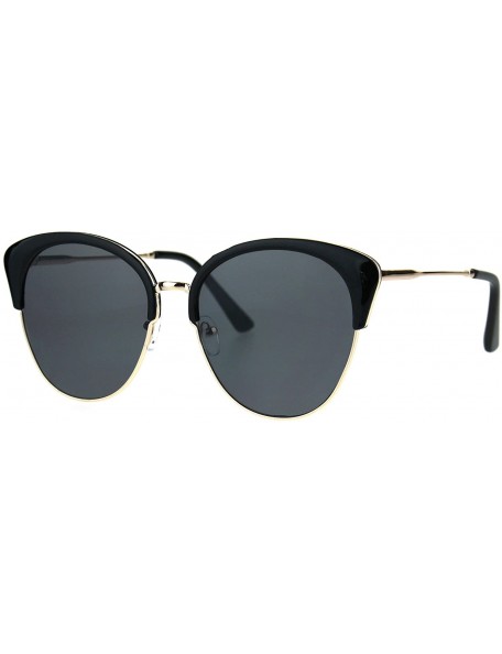 Butterfly Womens Designer Fashion Sunglasses Accent Top Round Butterfly Frame - Black Gold (Black) - CB186ZEINKI $8.82