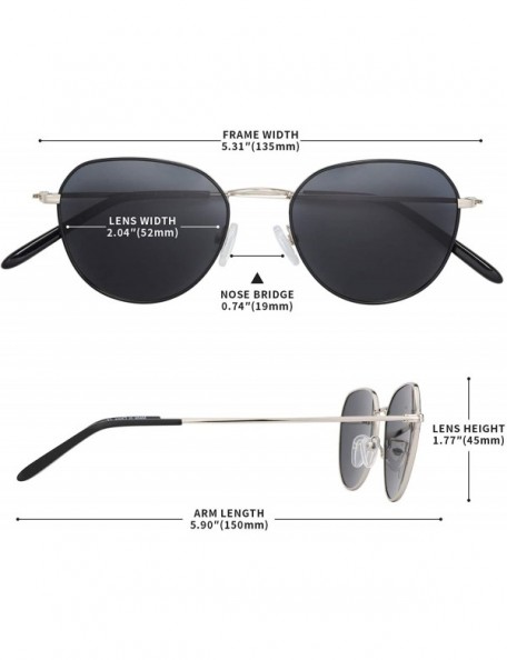 Sport Retro Round Metal Polarized Sunglasses for Men Women 100% UV400 Protection - Sliver - CQ199799UYS $15.94