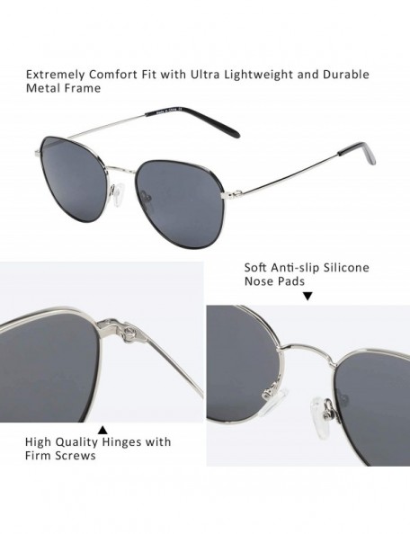 Sport Retro Round Metal Polarized Sunglasses for Men Women 100% UV400 Protection - Sliver - CQ199799UYS $15.94