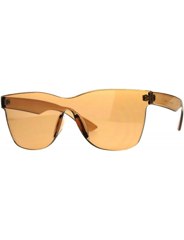 Rimless Monoblock Rimless Sunglasses Thick Square Plastic Frame Unisex Shades - Brown - CO18GUY58XC $12.94