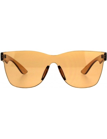 Rimless Monoblock Rimless Sunglasses Thick Square Plastic Frame Unisex Shades - Brown - CO18GUY58XC $12.94