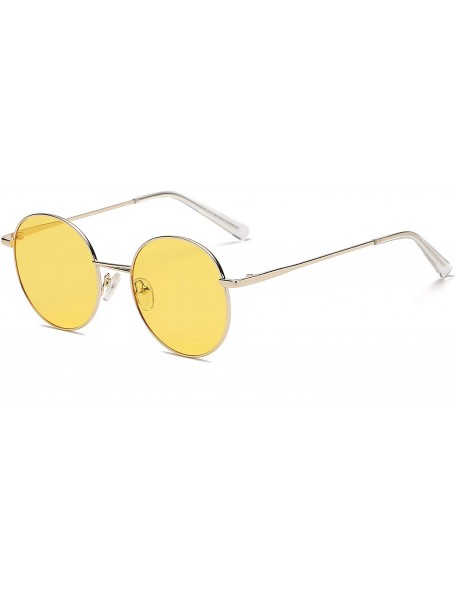 Round Retro Vintage Metal Circle Round UV Protection Unisex Fashion Sunglasses - Yellow - C618IOEN2IS $11.85