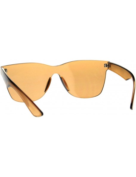 Rimless Monoblock Rimless Sunglasses Thick Square Plastic Frame Unisex Shades - Brown - CO18GUY58XC $12.94