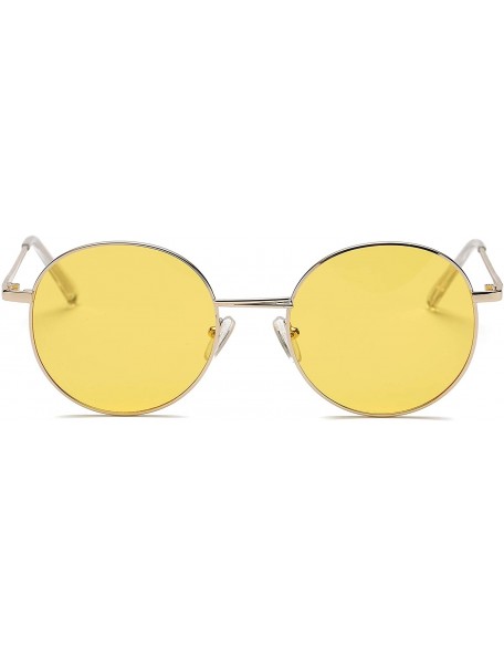 Round Retro Vintage Metal Circle Round UV Protection Unisex Fashion Sunglasses - Yellow - C618IOEN2IS $11.85