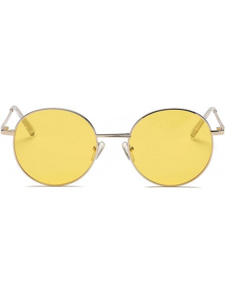 Round Retro Vintage Metal Circle Round UV Protection Unisex Fashion Sunglasses - Yellow - C618IOEN2IS $11.85