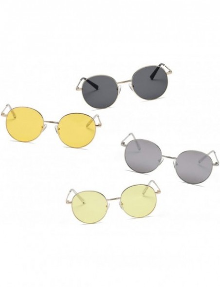 Round Retro Vintage Metal Circle Round UV Protection Unisex Fashion Sunglasses - Yellow - C618IOEN2IS $11.85