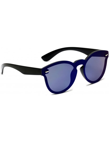 Rimless Rimless Sunglasses One Piece PC Lens Colored Mirror Mono Block - Black / Blue - CL18G3TIUTL $12.62