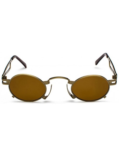 Semi-rimless Men's & Women's Sunglasses Vintage Oval Metal Frame Sunglasses - Bronze Box Tea - CH18EQDGO70 $9.51