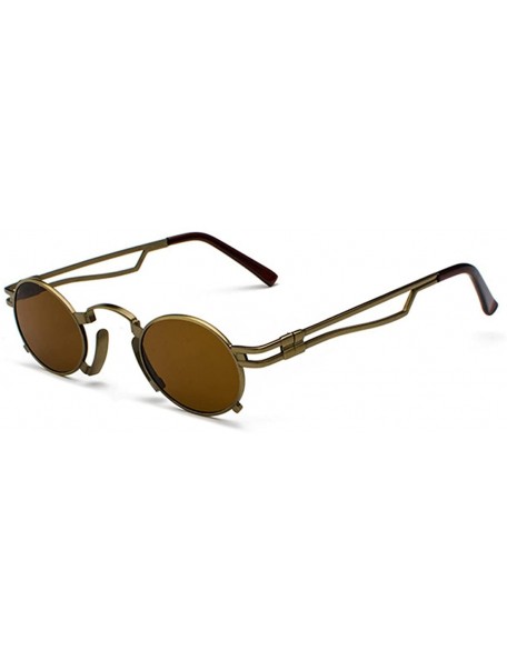Semi-rimless Men's & Women's Sunglasses Vintage Oval Metal Frame Sunglasses - Bronze Box Tea - CH18EQDGO70 $9.51