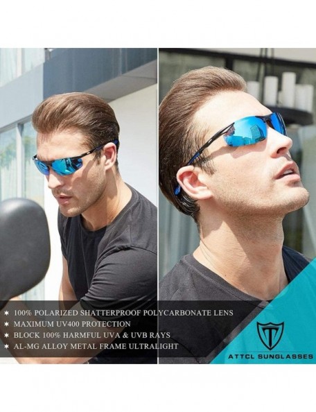 Sport Men's Sports Glasses Polarized Sunglasses Driver Glasses Metal Frame Ultra Light-blue - CL198ND46SM $28.84