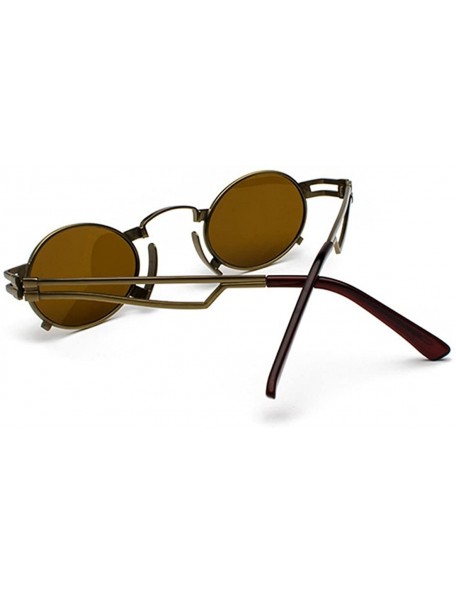 Semi-rimless Men's & Women's Sunglasses Vintage Oval Metal Frame Sunglasses - Bronze Box Tea - CH18EQDGO70 $9.51