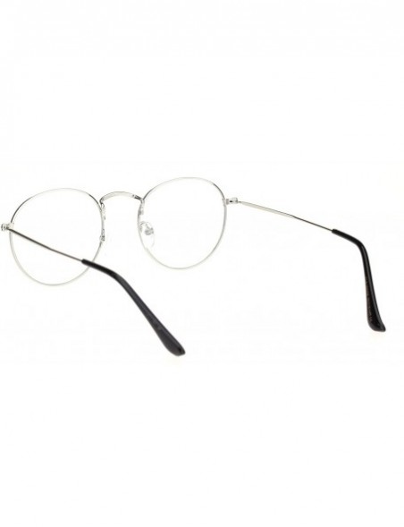 Round Vintage Retro Clear Lens Glasses Unisex Fashion Thin Metal Frame UV 400 - Silver Black - CG192Z7L3T0 $9.68