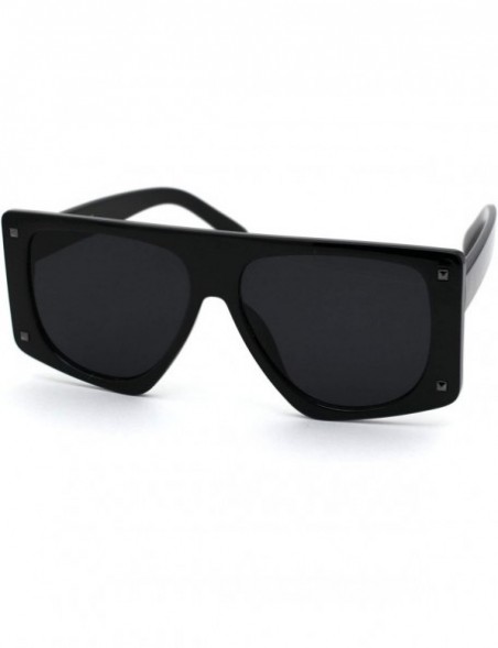 Square 80s Funk Disco Flat Top Rectangular Mob Plastic Sunglasses - Black Solid Black - CL18XOZ7NN3 $10.21