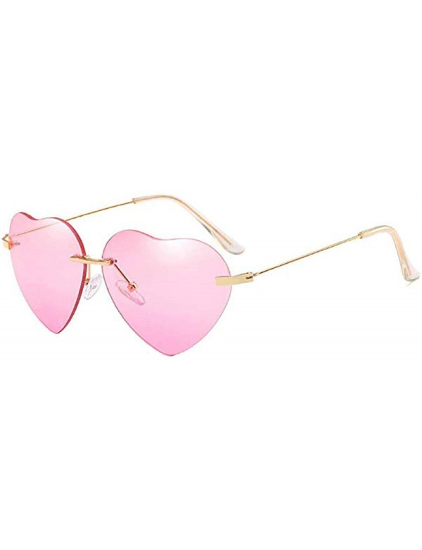 Rimless Women Heart Sunglasses Oversized Eyewear Sun Glasses Rimless Top Fashion Shades UV400 - Pink - CE18U7C04TG $8.24