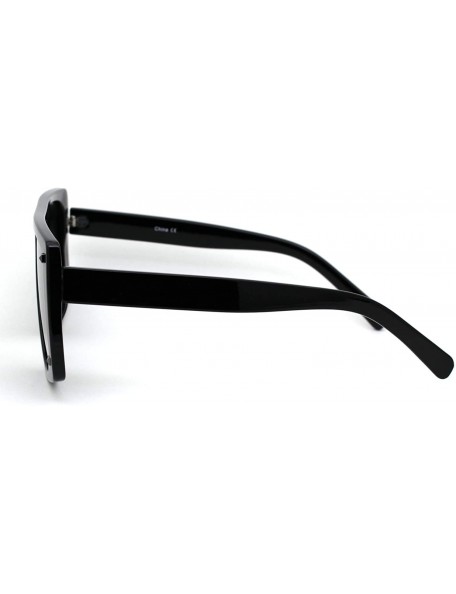 Square 80s Funk Disco Flat Top Rectangular Mob Plastic Sunglasses - Black Solid Black - CL18XOZ7NN3 $10.21