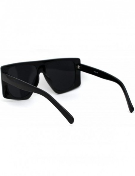 Square 80s Funk Disco Flat Top Rectangular Mob Plastic Sunglasses - Black Solid Black - CL18XOZ7NN3 $10.21