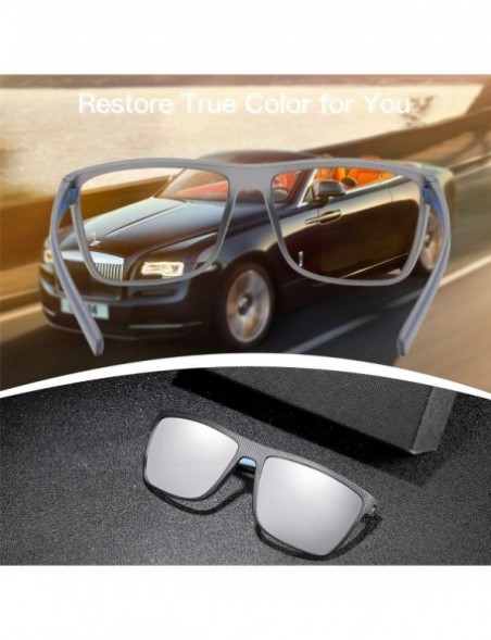Wrap Polarized Sunglasses for Men Lightweight TR90 Frame UV400 Protection Square Sun Glasses - C118EZDIDCH $32.60